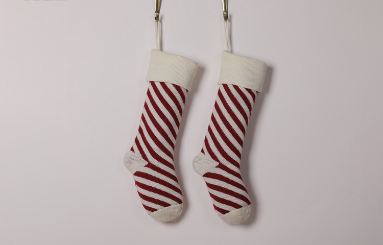 Striped Christmas Stockings Holiday Decorative Hanging Diagonal Stockings